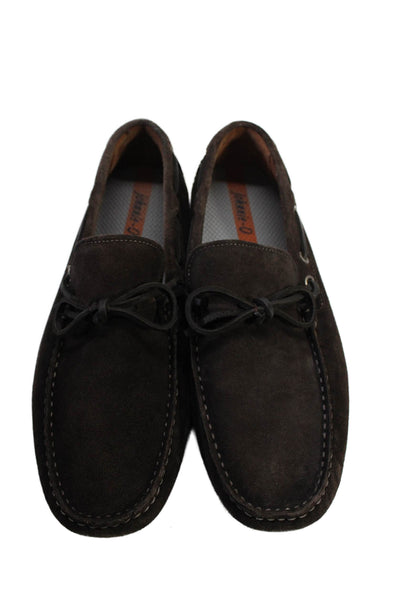 Johnnie-o Mens Suede Getaway Apron Toe Tied Slip-On Driving Loafers Brown Size 9