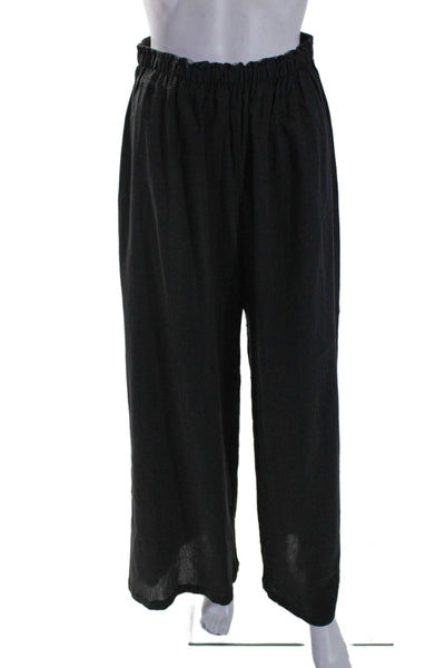 Rumer Womens Cotton Black Textured High Rise Wide Leg Pants Size S