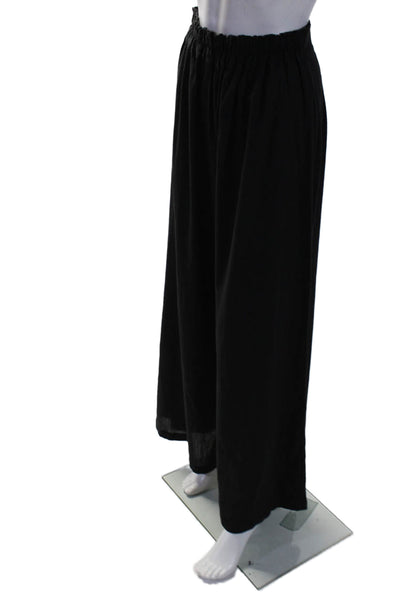 Rumer Womens Cotton Black Textured High Rise Wide Leg Pants Size S