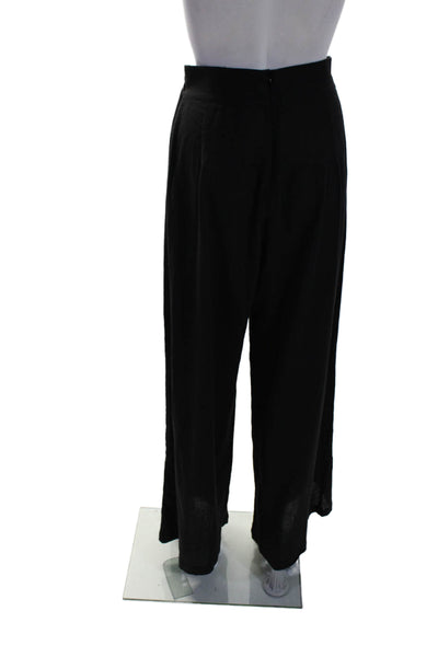 Rumer Womens Cotton Black Textured High Rise Wide Leg Pants Size S