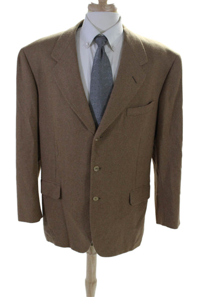 Bullock and Jones Mens Camel Buttoned Collared Textured Blazer Tan Size EUR 48