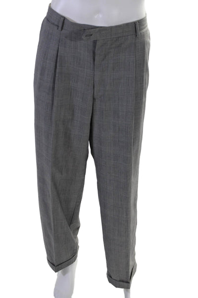 Marchiol Mens Wool Glen Striped Print Buttoned Blazer Pants Suit Gray Size EUR 5