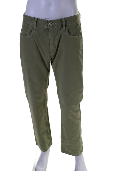 Robert Graham Mens Mid Rise Slim Jim Fit Pants Olive Green Cotton Size 33