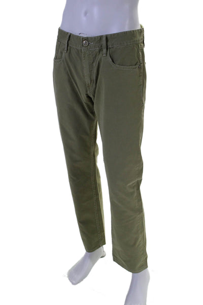 Robert Graham Mens Mid Rise Slim Jim Fit Pants Olive Green Cotton Size 33