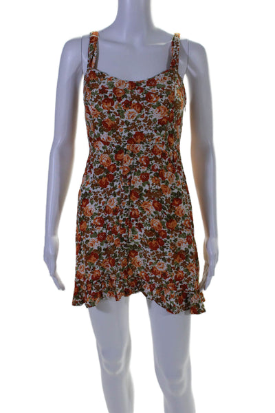 Faithfull The Brand Womens Floral Print Sleeveless Dress Red Orange Size 4