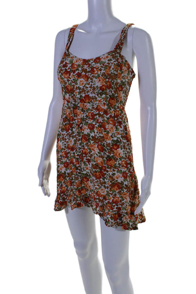 Faithfull The Brand Womens Floral Print Sleeveless Dress Red Orange Size 4