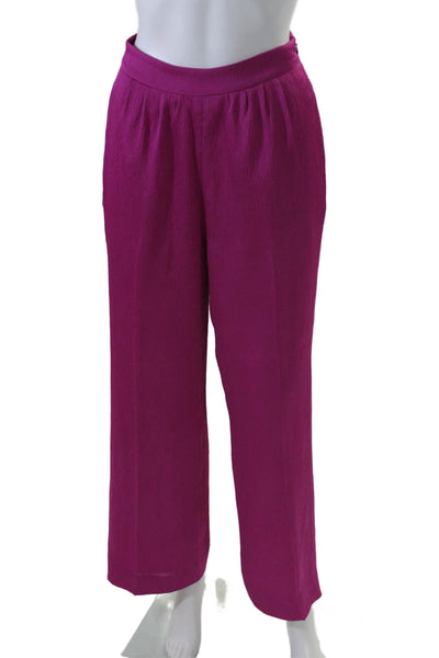 Toccin Womens High Rise Wide Leg Dress Pant Trousers Fuchsia Pink Size 0