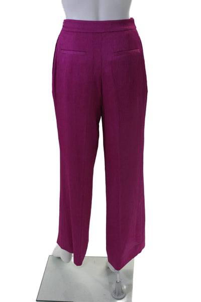 Toccin Womens High Rise Wide Leg Dress Pant Trousers Fuchsia Pink Size 0