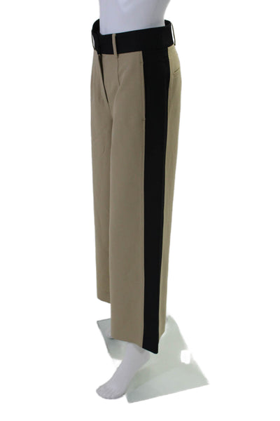 Toccin Womens High Rise Wide Leg Dress Trousers Khaki Beige Black Size 4