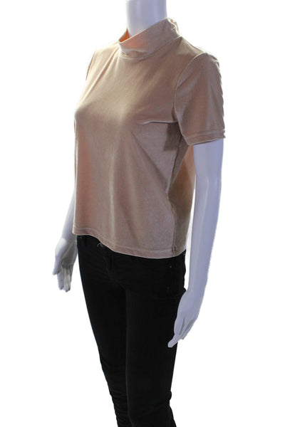 Madewell Women's Mock Neck Short Sleeves Boxy Blouse Blush Size XS