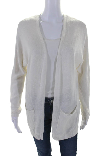 Soft Joie Womens Long Sleeve Open Front Cardigan Sweater White Linen Size Small