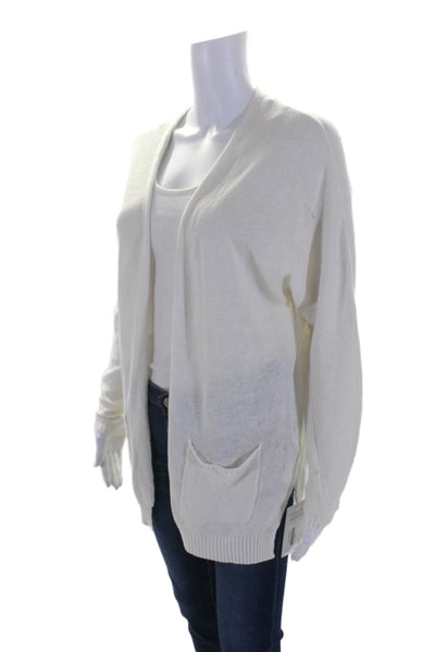 Soft Joie Womens Long Sleeve Open Front Cardigan Sweater White Linen Size Small