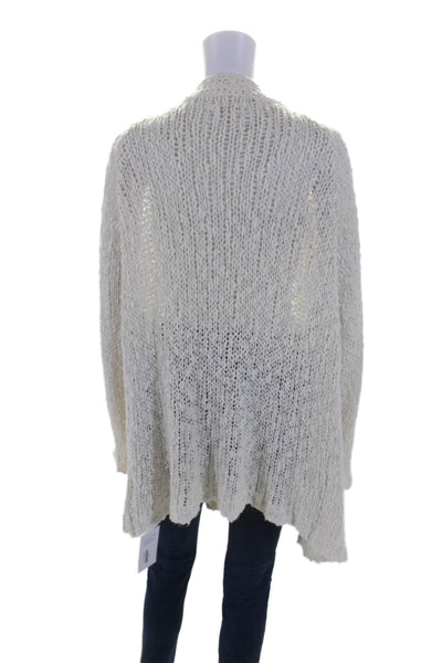 Rollas Womens Long Sleeve Open Knit Cardigan Sweater White Cotton Size XS