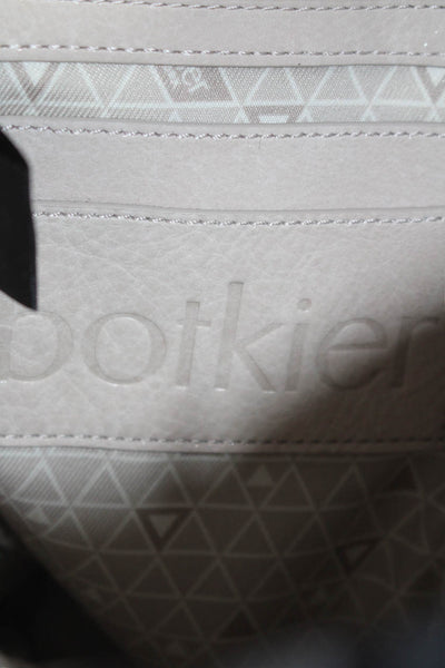 Botkier Womens Logo Flap Top Handle Side Zip Shoulder Handbag White Leather