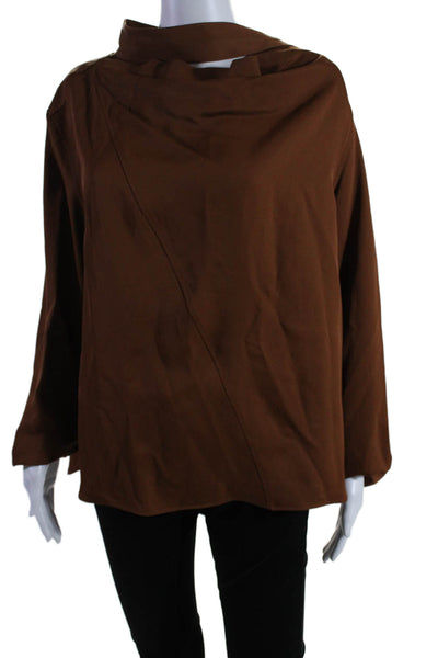 COS Womens High Neck Long Sleeve Pullover Blouse Top Brown Size 12