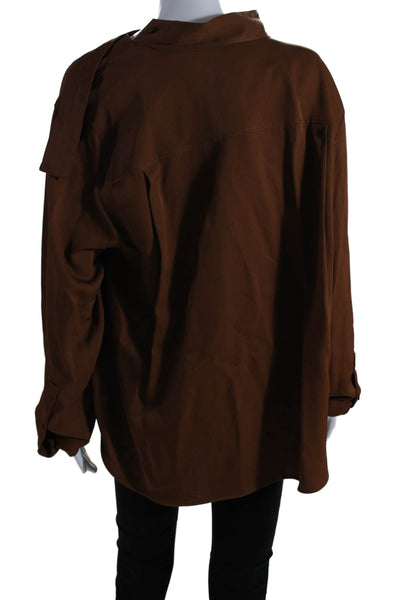 COS Womens High Neck Long Sleeve Pullover Blouse Top Brown Size 12