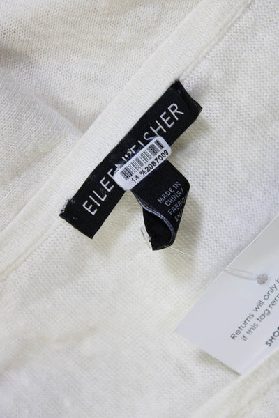 Eileen Fisher Womens Long Sleeve Scoop Neck Linen Shirt White Size Extra Large