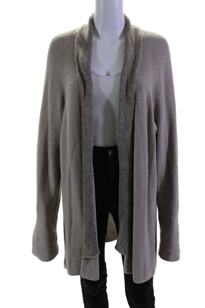 Fabiana Filippi Womens Cotton Open Front Long Sleeve Cardigan Beige Size XXL