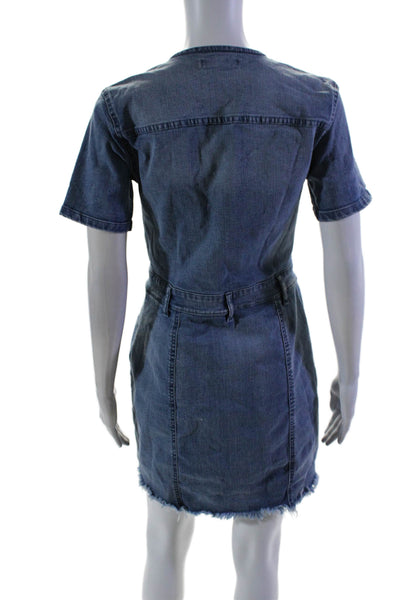 Rachel Rachel Roy Women's V-Neck Button Down Medium Wash Denim Dress Size M