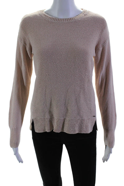 DKNY Women's Round Neck Long Sleeves Pullover Sweater Blush Pink Size XS