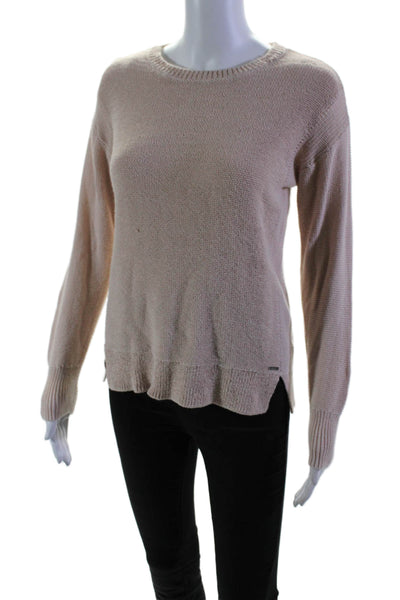 DKNY Women's Round Neck Long Sleeves Pullover Sweater Blush Pink Size XS