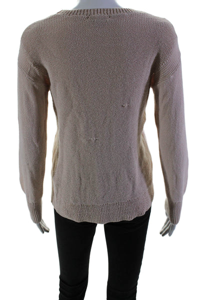 DKNY Women's Round Neck Long Sleeves Pullover Sweater Blush Pink Size XS