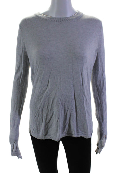 Lululemon Women's Round Neck Long Sleeves Open Back Sweater Gray Size 4