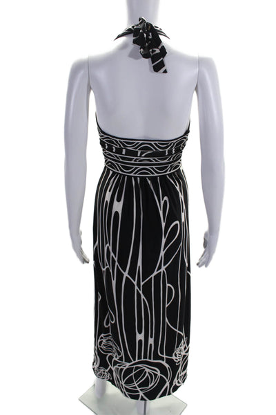 BCBG Max Azria Womens Halter Neck Maxi Dress Black White Size Extra Extra Small