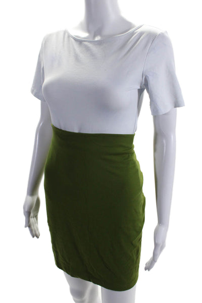 Susana Monaco Womens Jersey Knit Elastic Waist Short Pencil Skirt Green Size S