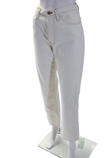 Frame Womens Cotton Le Italian Buttoned Zipped Straight Pants White Size EUR 28