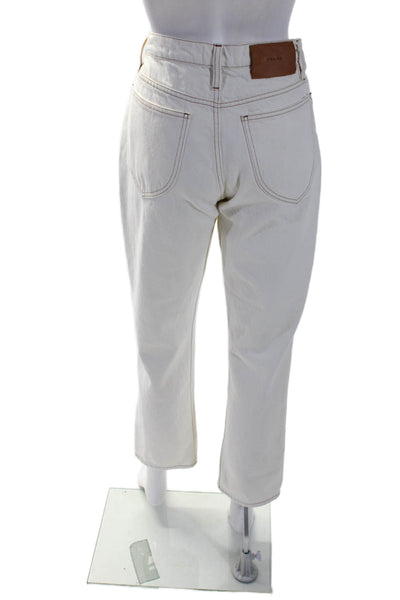 Frame Womens Cotton Le Italian Buttoned Zipped Straight Pants White Size EUR 28