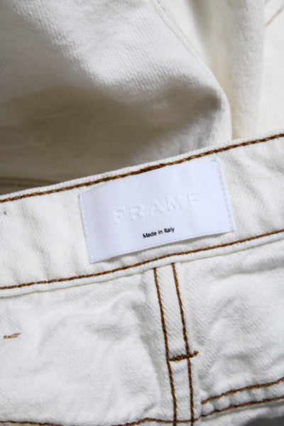 Frame Womens Cotton Le Italian Buttoned Zipped Straight Pants White Size EUR 28