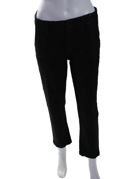 Paige Womens Mayslie Buttoned Slip-On Straight Leg Dress Pants Black Size EUR 27