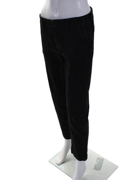 Paige Womens Mayslie Buttoned Slip-On Straight Leg Dress Pants Black Size EUR 27