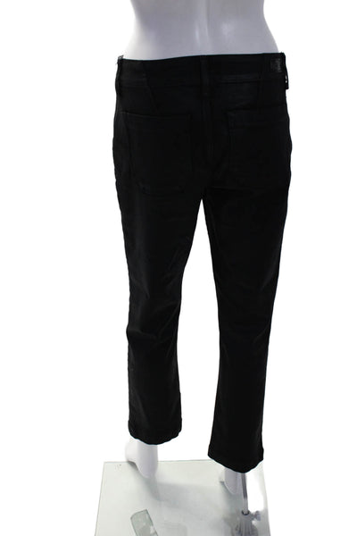 Paige Womens Mayslie Buttoned Slip-On Straight Leg Dress Pants Black Size EUR 27