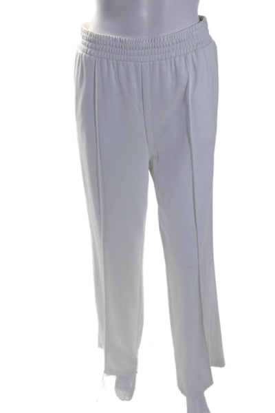 Kobi Halperin Womens Ruched Elastic Waist Darted Straight Leg Pants White Size M