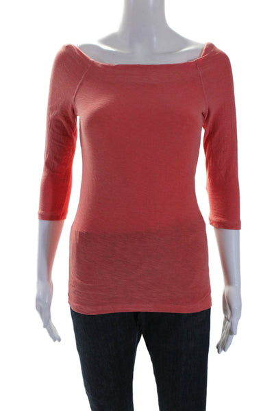 Standard James Perse Cotton Off Shoulder Long Sleeve Blouse Coral Size 1