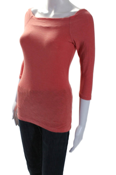 Standard James Perse Cotton Off Shoulder Long Sleeve Blouse Coral Size 1