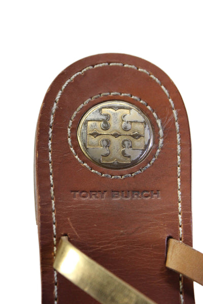 Tory Burch Womens Strappy Medallion Ankle Buckled Slip-On Sandals Gold Size 10