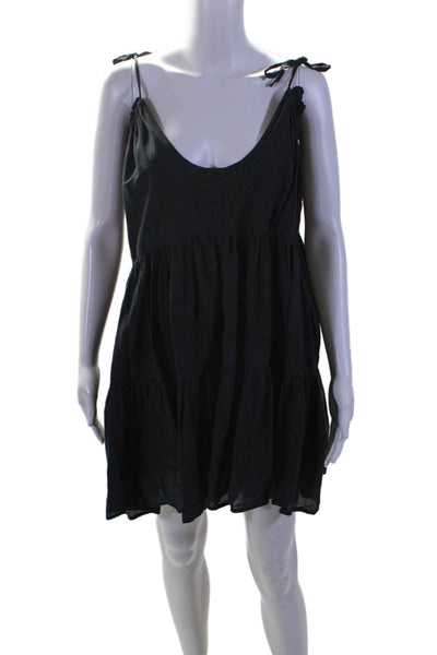 J Crew Women's Ruffle Sleeveless Tiered Flare Mini Dress Black Size XS