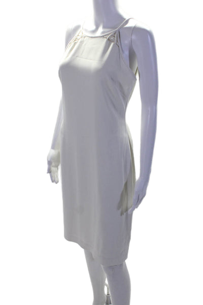 Badgley Mischka Collection Womens Back Zip Scoop Neck Long Dress White 4