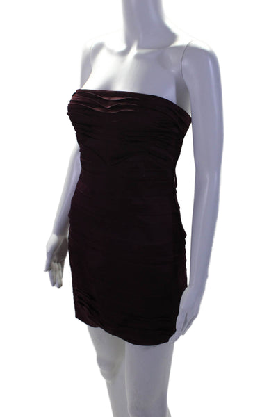 BCBG Max Azria Womens Square Neck Back Zip Mid Calf Pleated Dress Purple 4