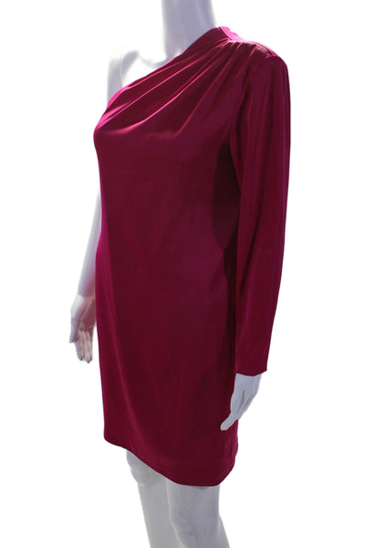Aidan by Aidan Mattox Womens Long Sleeve Mid Calf One Shoulder Dress Pink 4