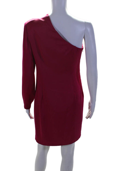 Aidan by Aidan Mattox Womens Long Sleeve Mid Calf One Shoulder Dress Pink 4