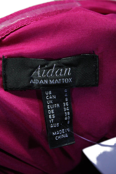 Aidan by Aidan Mattox Womens Long Sleeve Mid Calf One Shoulder Dress Pink 4