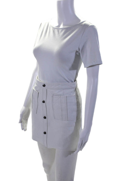 Aje Womens Front Zip Back Pocket Knee Length Skirt Leather White Size 8 US