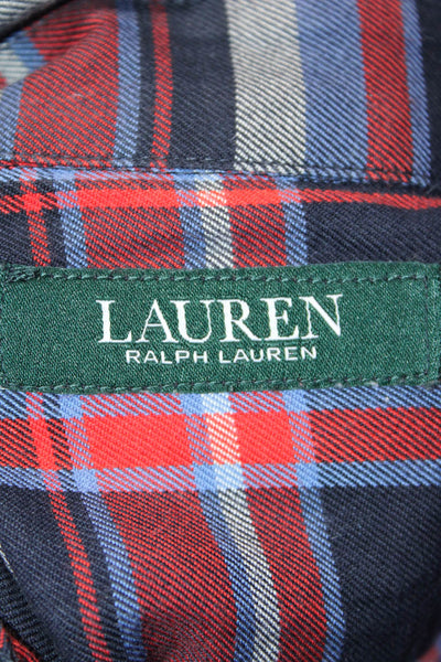 Lauren by Ralph Lauren Womens Long Sleeve Collared Button Down Top Red Large