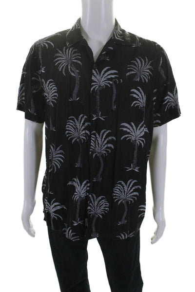 ONIA Mens Button Down Collared Short Sleeve Shirt Black Size Large