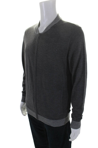 Calvin Klein Collection Womens Long Sleeve Full Zip Thick Knit Sweater Gray M