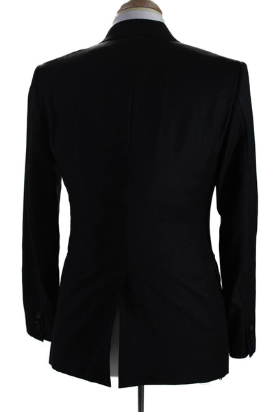 Theory Men's Collared Long Sleeves Lined Two Button Basic Jacket Black Size 38